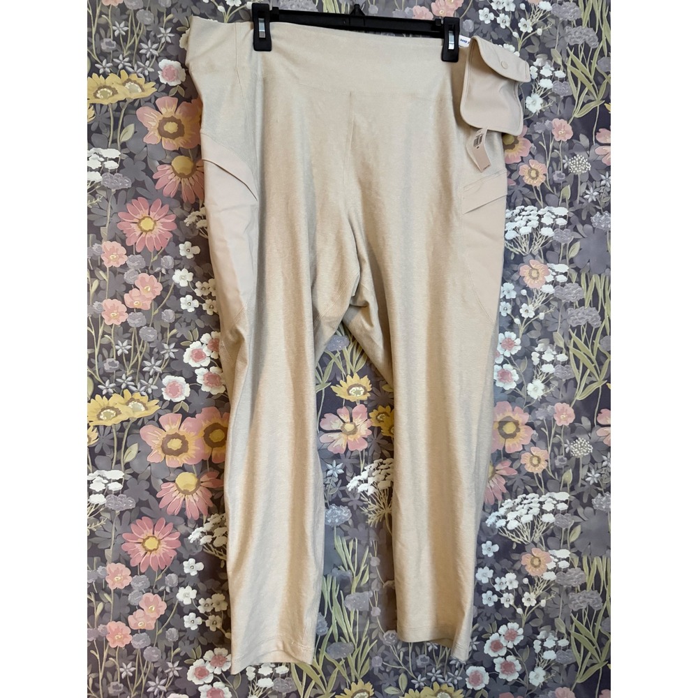 Old Navy GO-DRY PowerSoft Leggings Cargo Pockets Beige XXL‎ - Picture 2 of 10